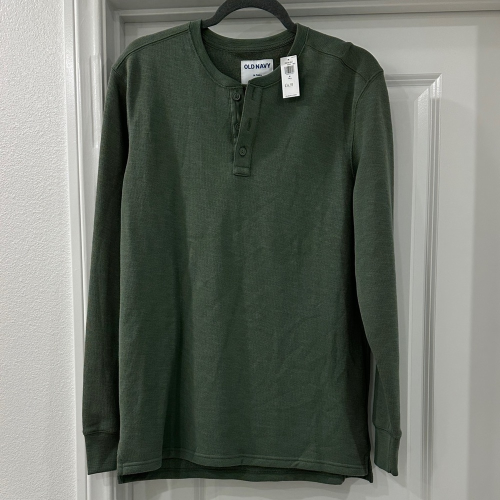 Old Navy Men's‎ Green Long Sleeve Henley
